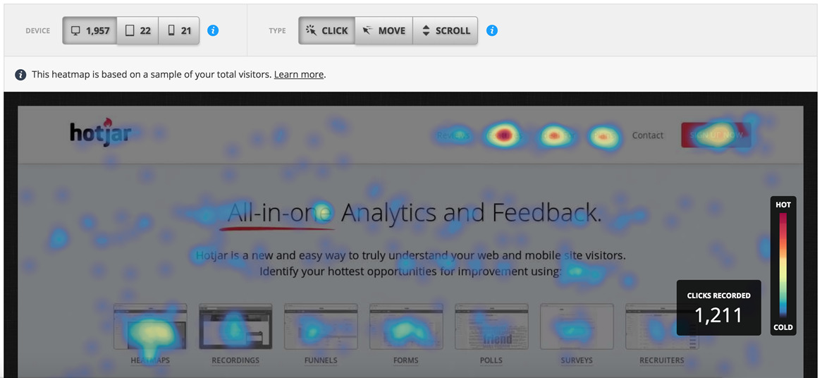 Hotjar heatmap