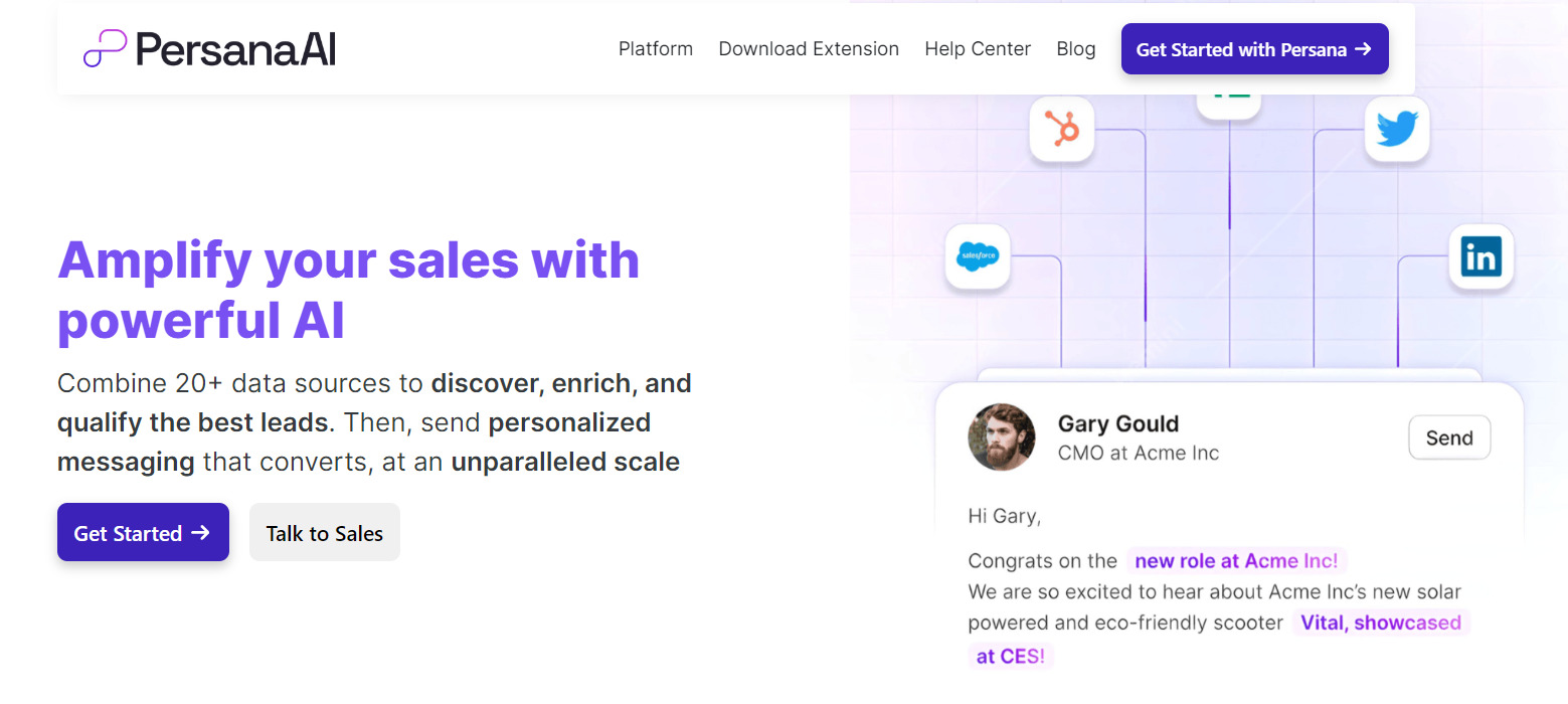 Persana AI tool for sales