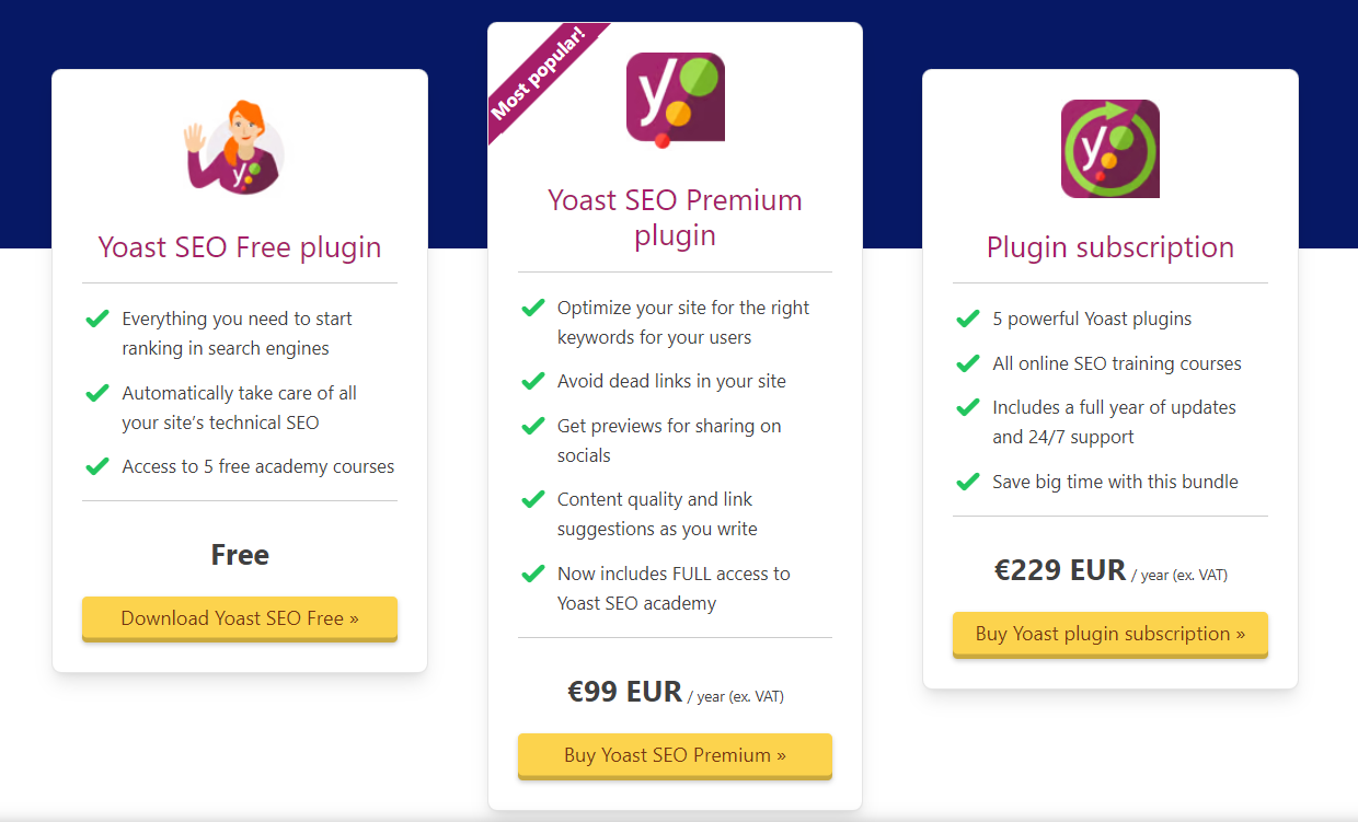 Yoast SEO pricing