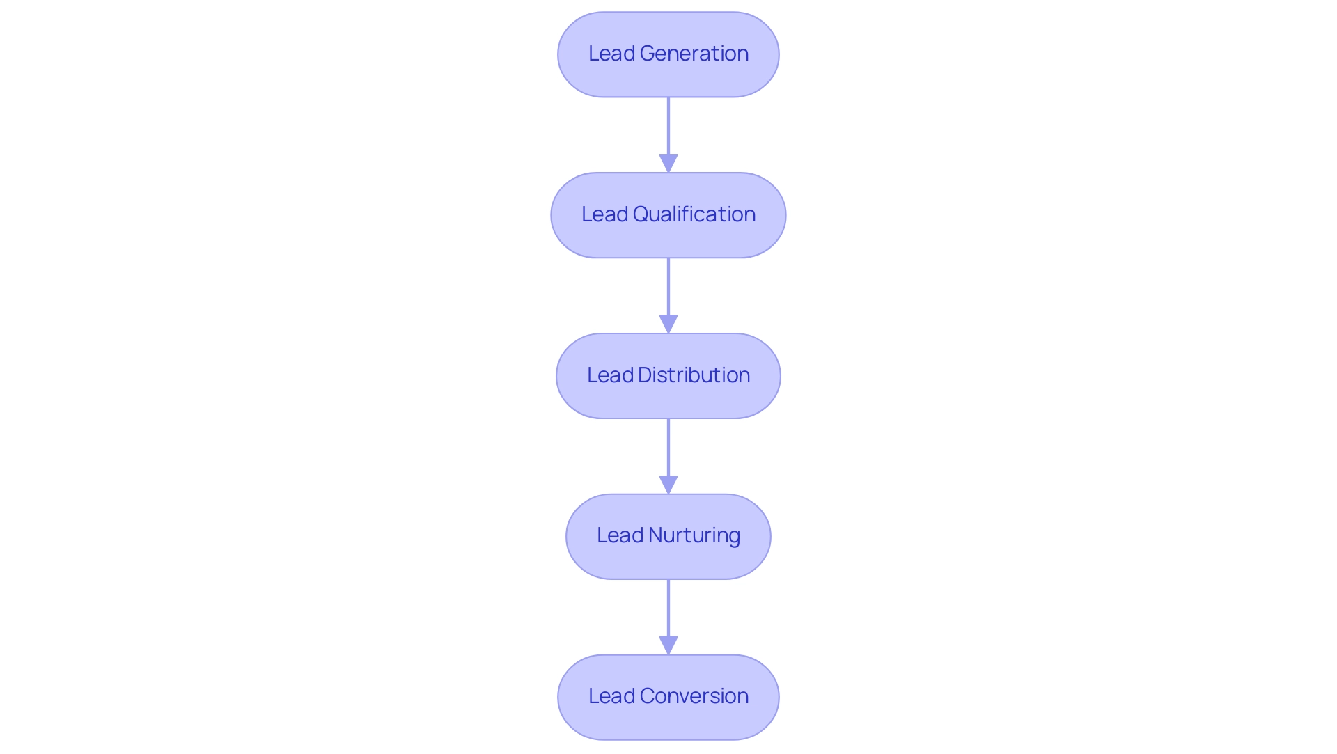 Each box represents a stage in the lead management process, with arrows indicating the flow from one stage to the next.