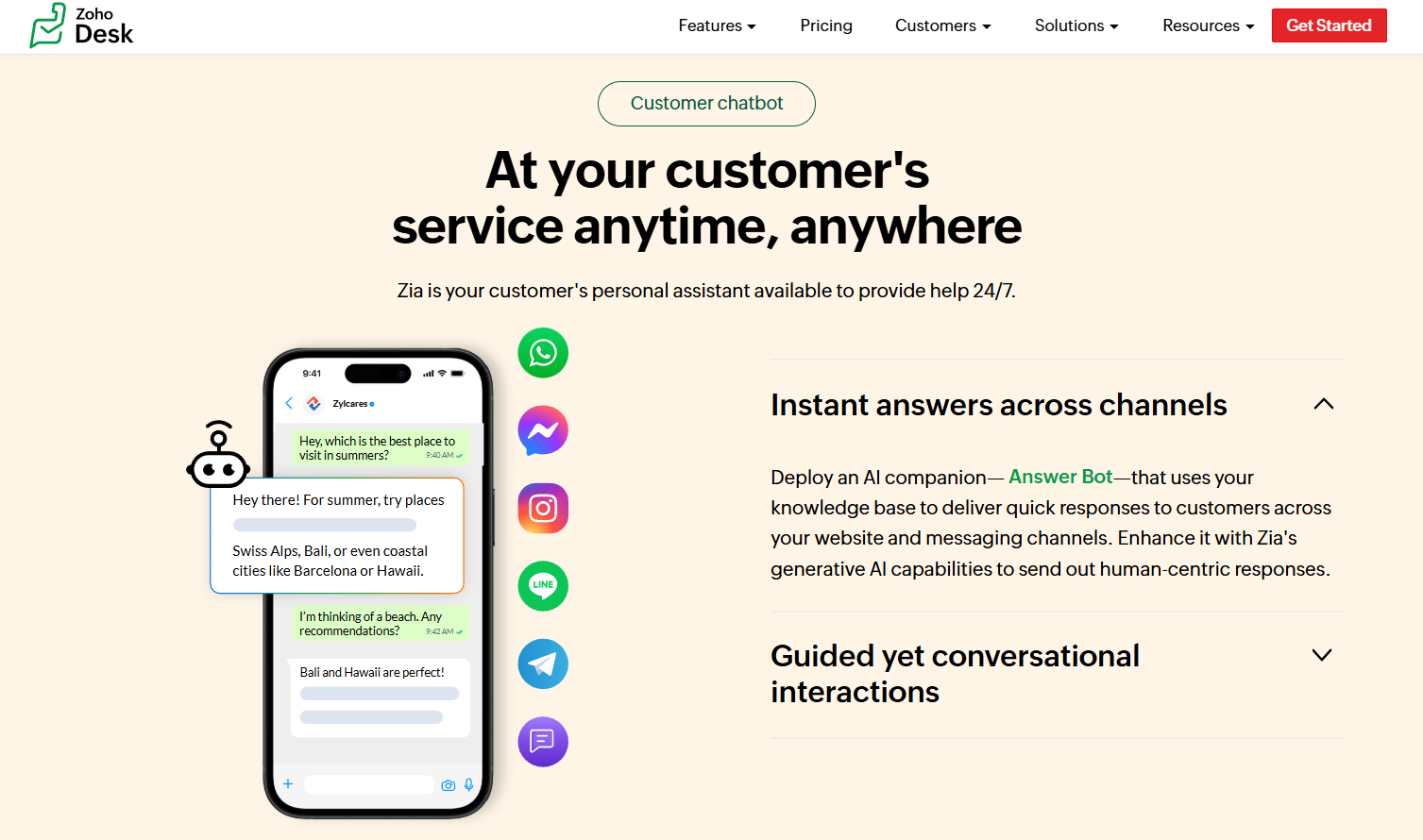 Zia AI support agent