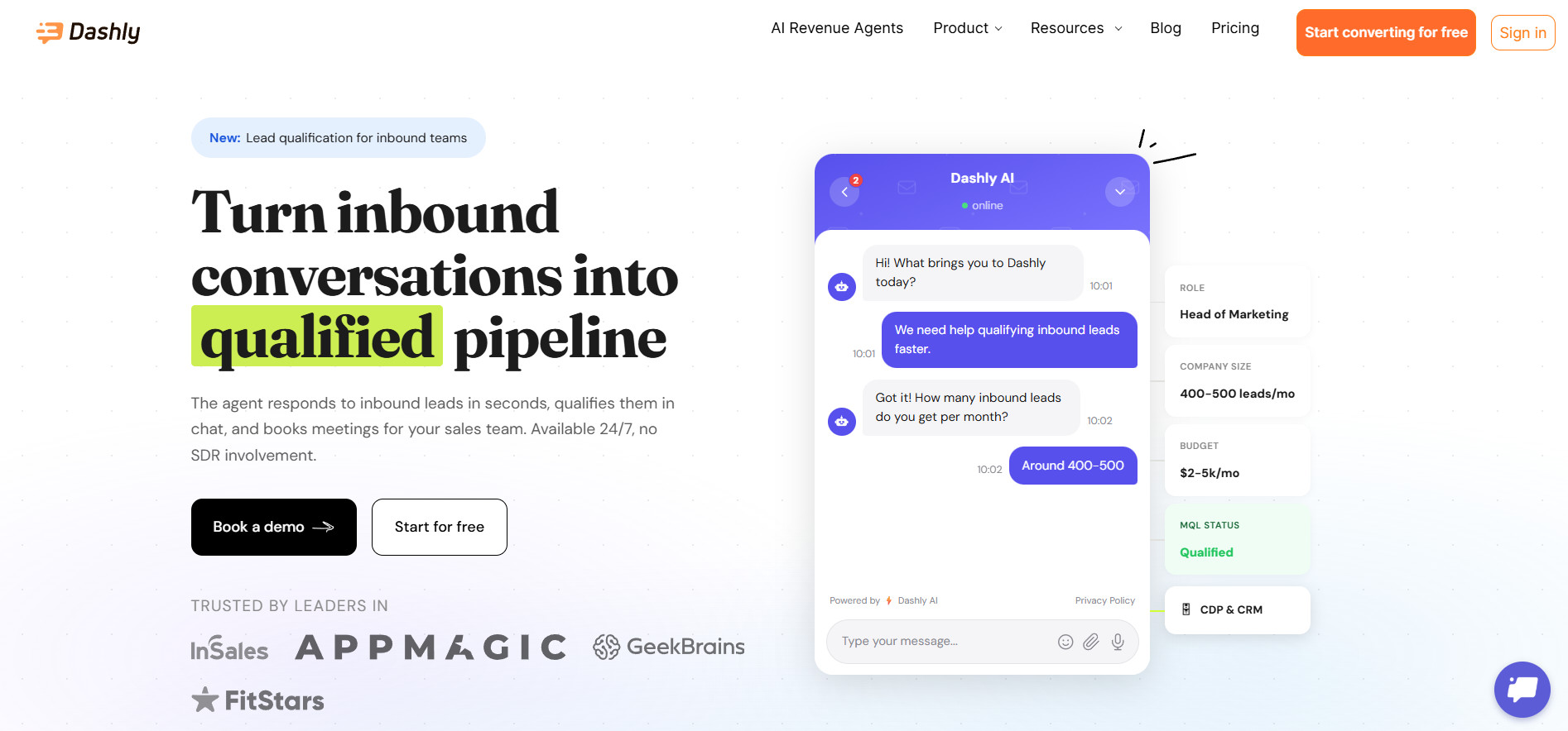 dashly for inbound pipeline