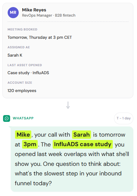 WhatsApp nurturing message