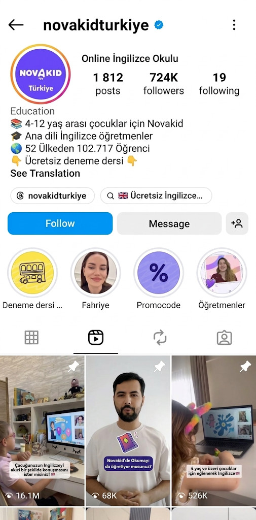 Novakid Turkiye account