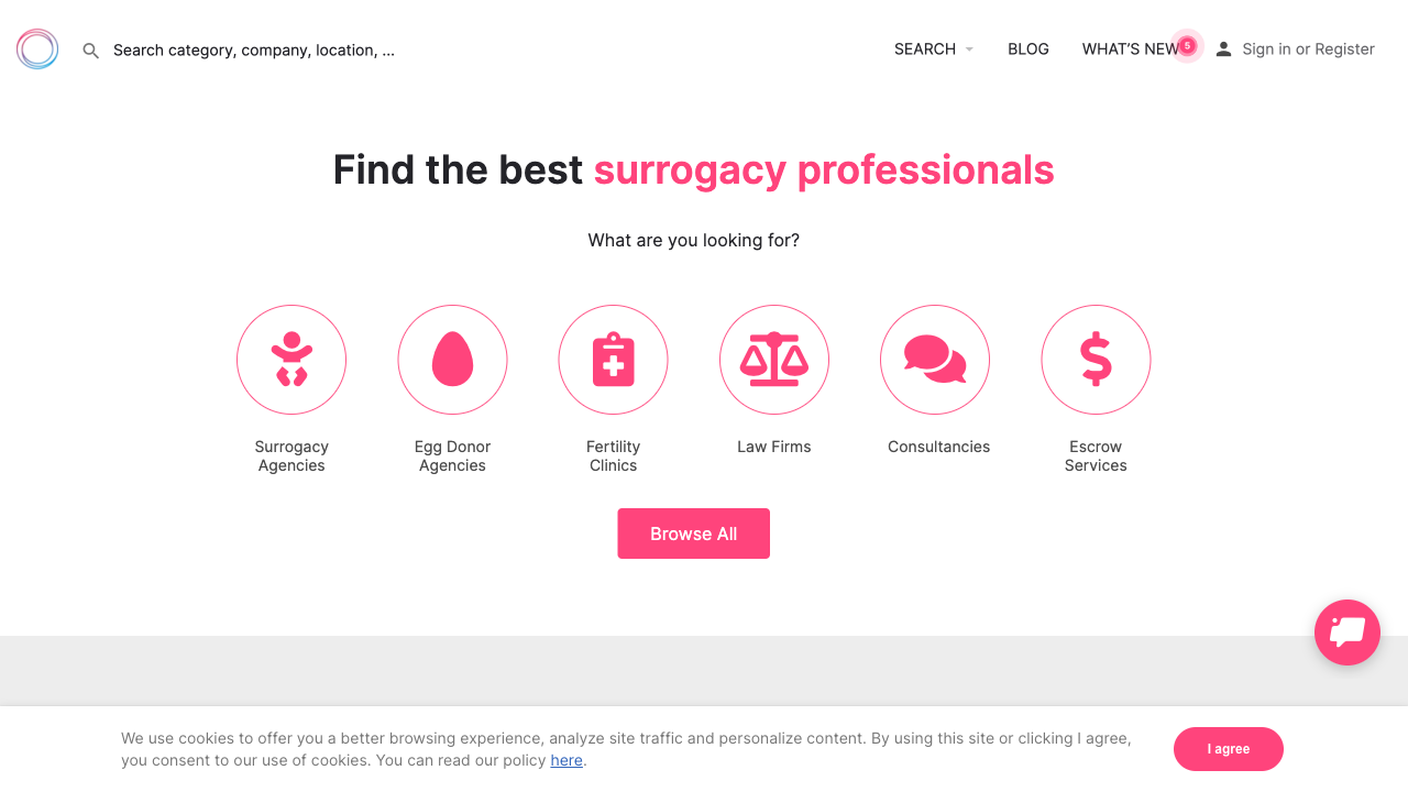 Surrogacy Network — live chat example from Dashly