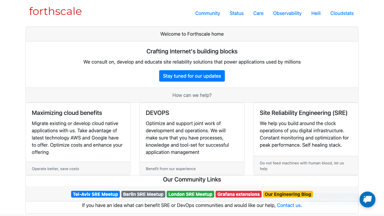 Forthscale — live chat example from Dashly