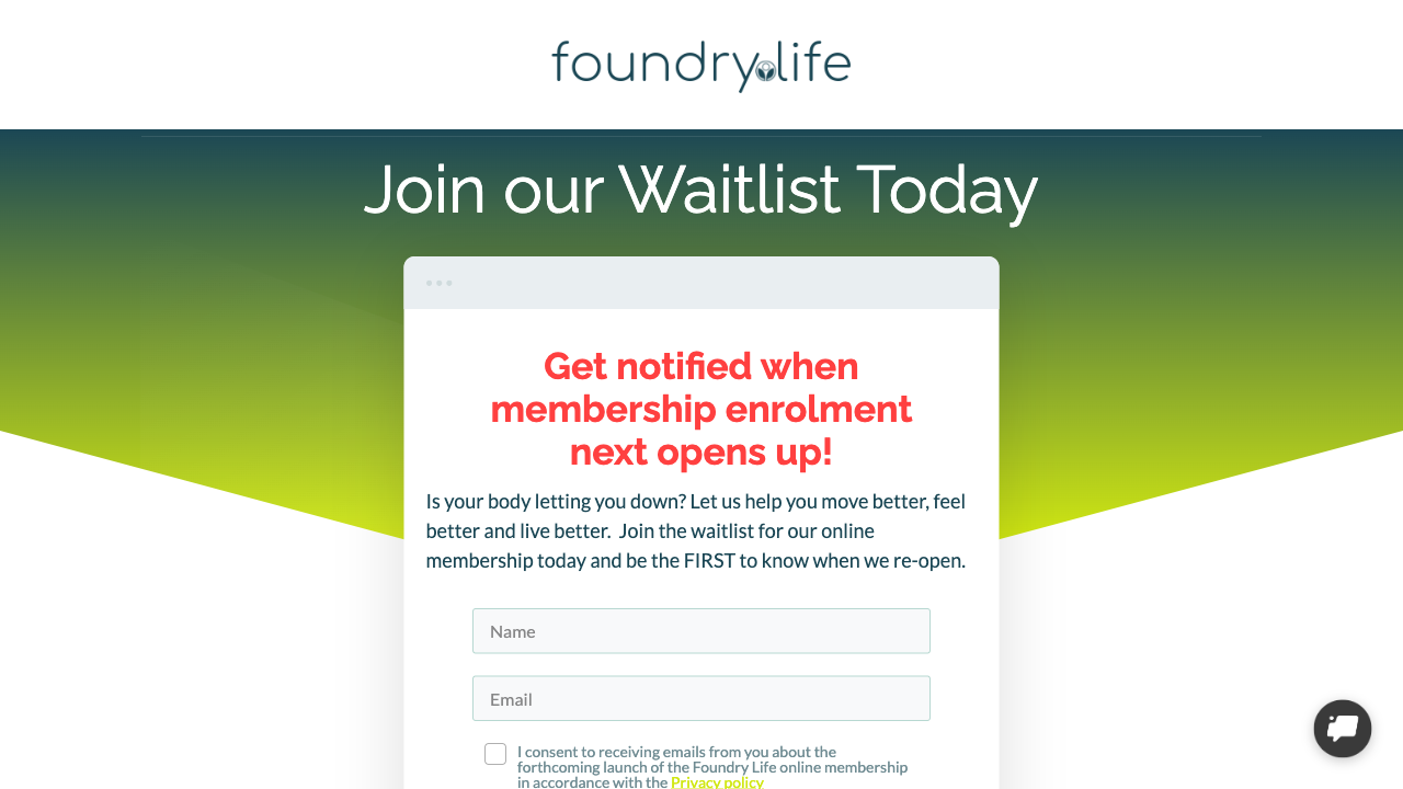 Live chat for Foundry.Life