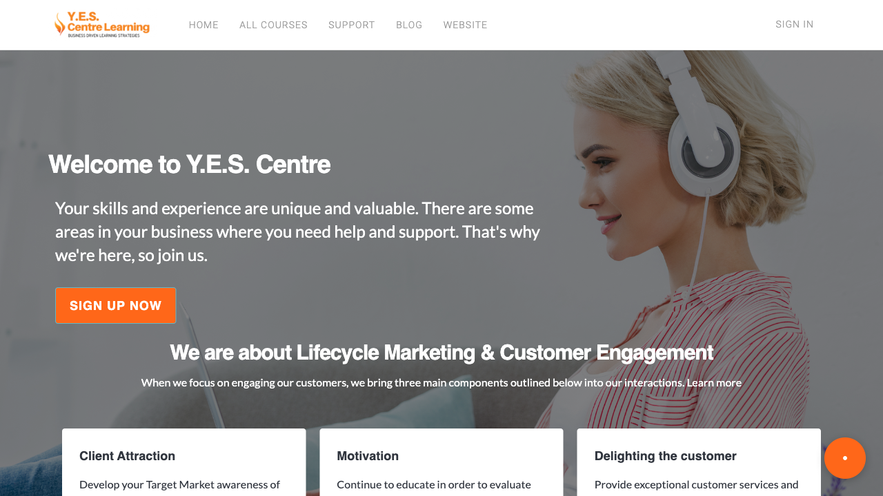 YES Centre — live chat example from Dashly
