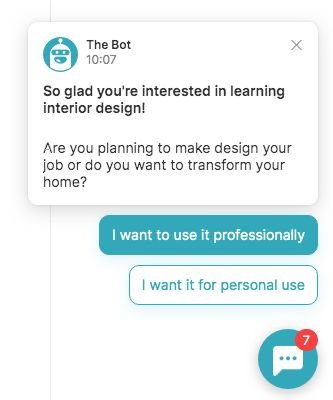 Example of a qualifying chatbot of E-learn