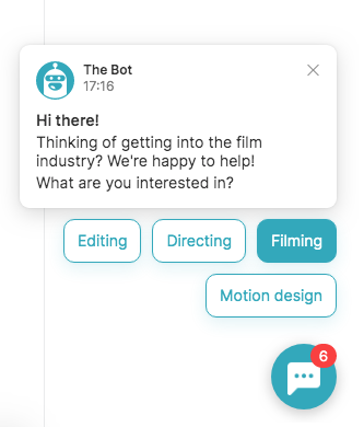 Lead capture chatbot example for an online video school