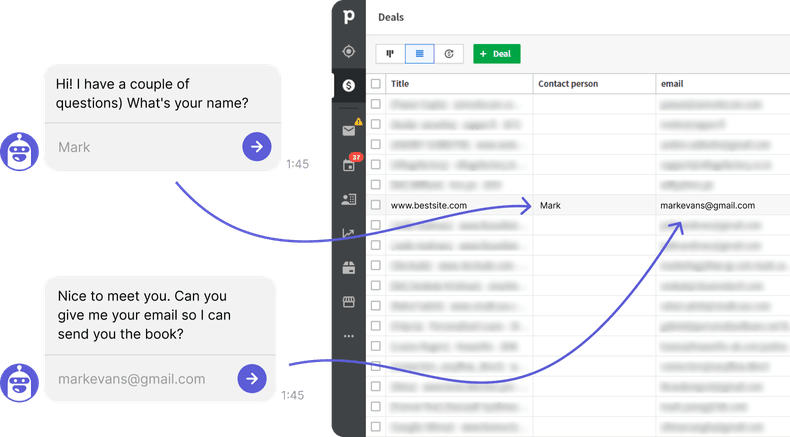 Transfer customer data to CRM and other services automatically